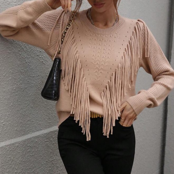 Cozy fringe detail sweater top - Picture 14 of 16
